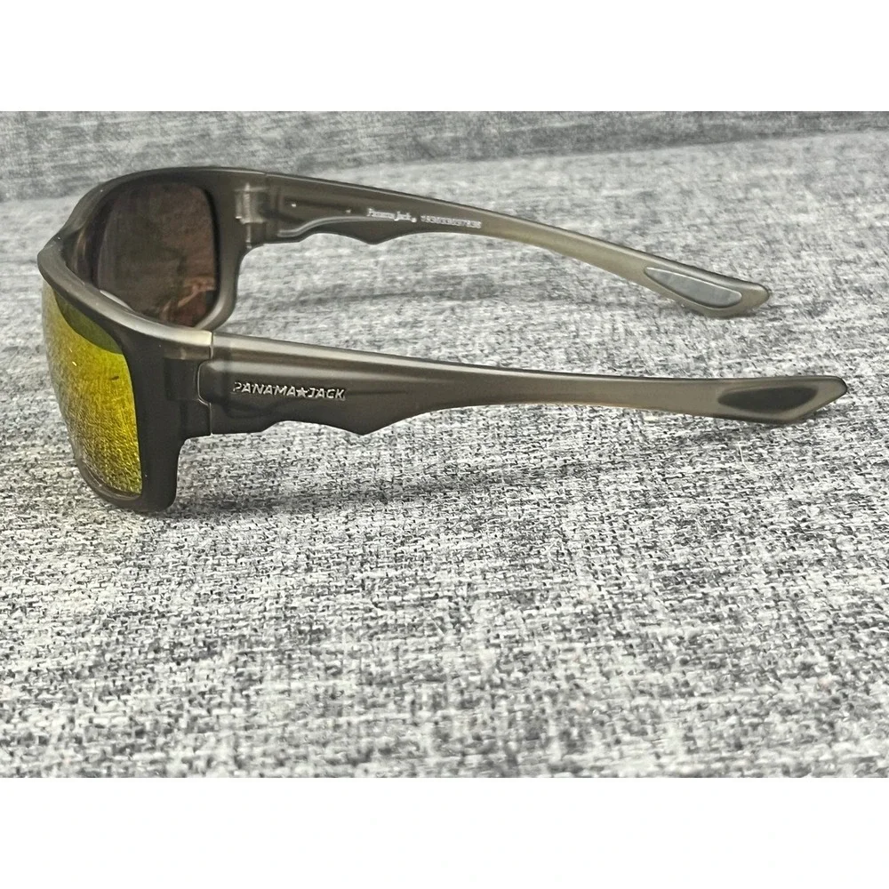 Panama Jack Mens Polarized Sport Sunglasses Matte Grey Orange Mirror NS1120